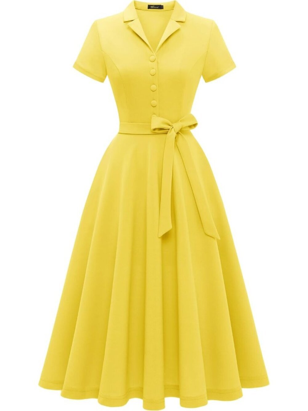 Wedtrend Women's Short Sleeve Cocktail Party Work Church Dress - Yellow